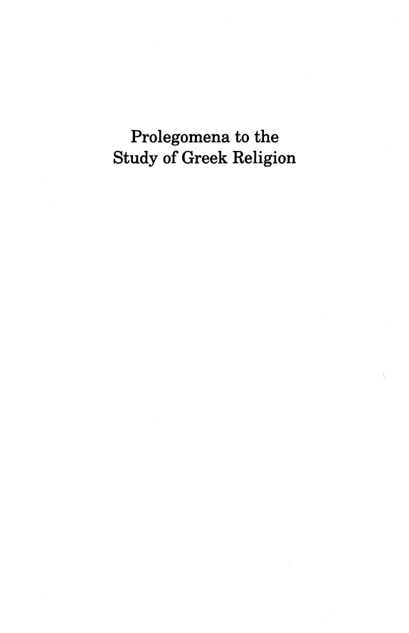 Couverture : Prolegomena to the Study of Greek Religion