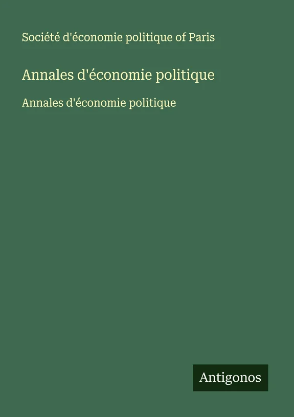 Couverture : Annales d'économie politique