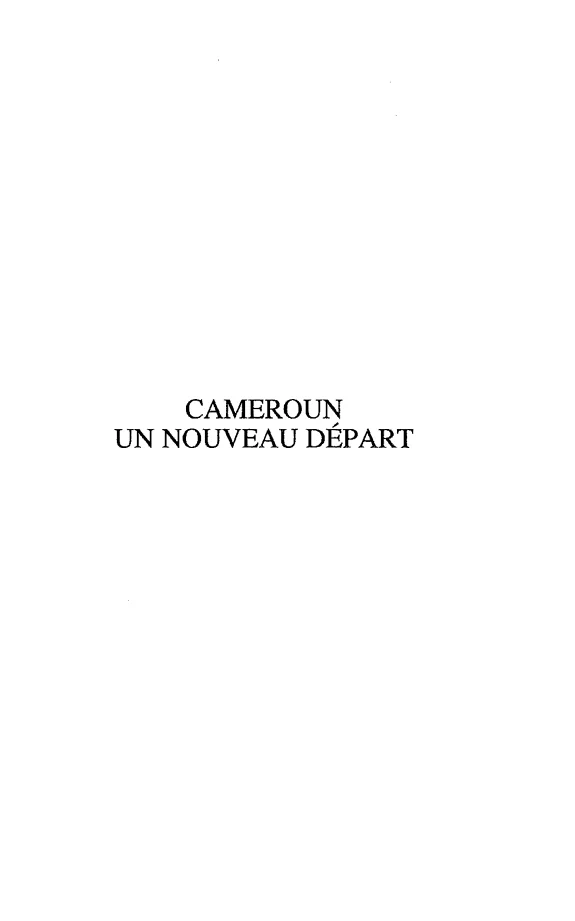 Couverture : Cameroun : un nouveau départ