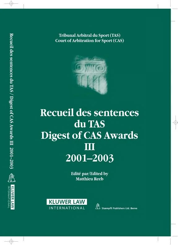 Couverture : Digest of CAS Awards, 2000-2003