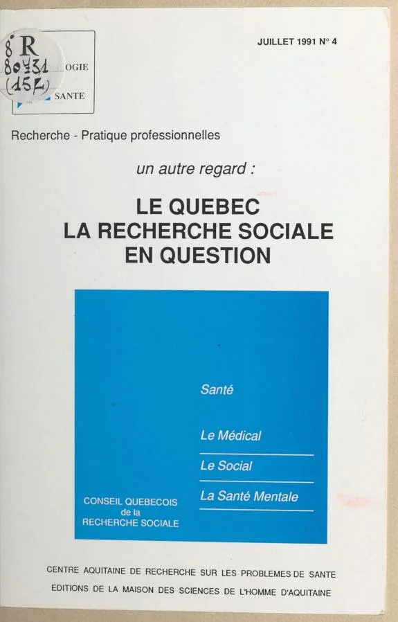Couverture : Un autre regard : le Québec, la recherche sociale en question