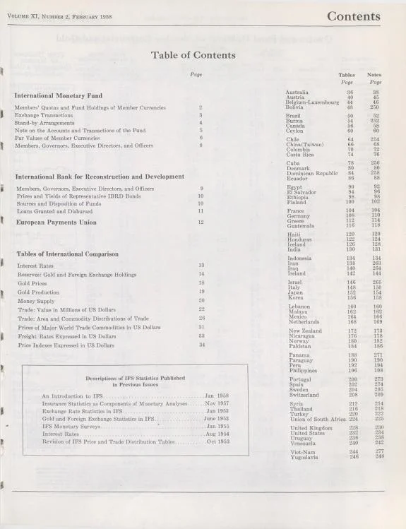 Couverture : International Financial Statistics