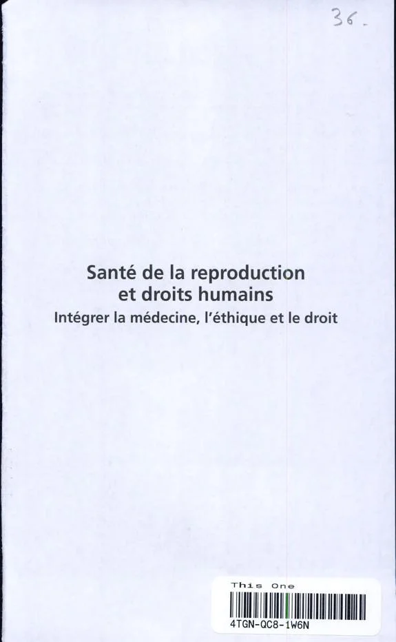 Couverture : Santé de la reproduction et droits humains