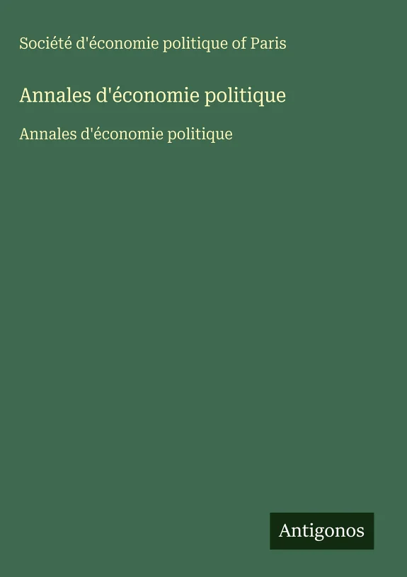 Couverture : Annales d'économie politique