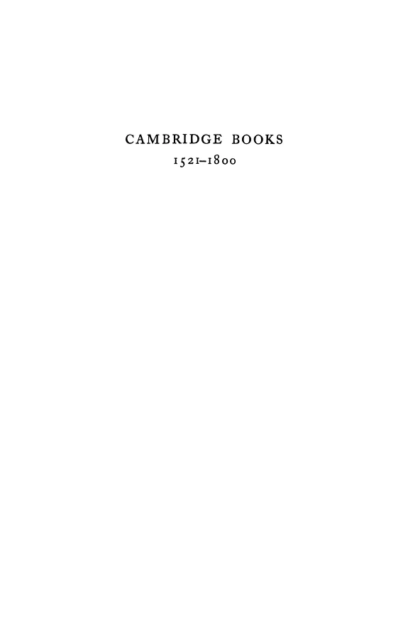 List of Books Printed at Cambridge University Press, 1521-1800